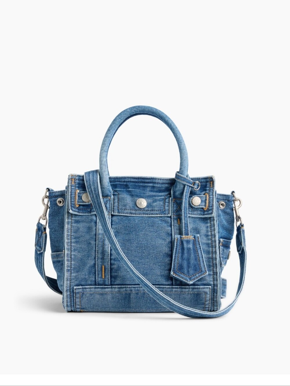 GAP Blue Denim Shoulder Tote with Removable Strap